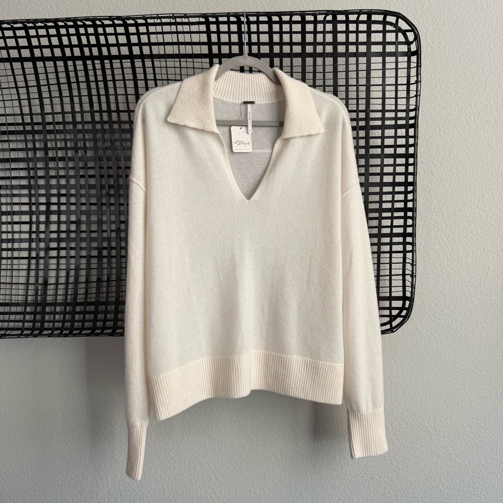 Free people Eloura cashmere Henley sweater cloud dancer